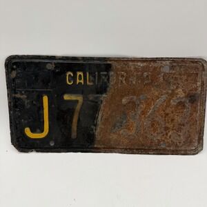 Vintage California License Plate 1960"s? J77363 Unique Plate!
